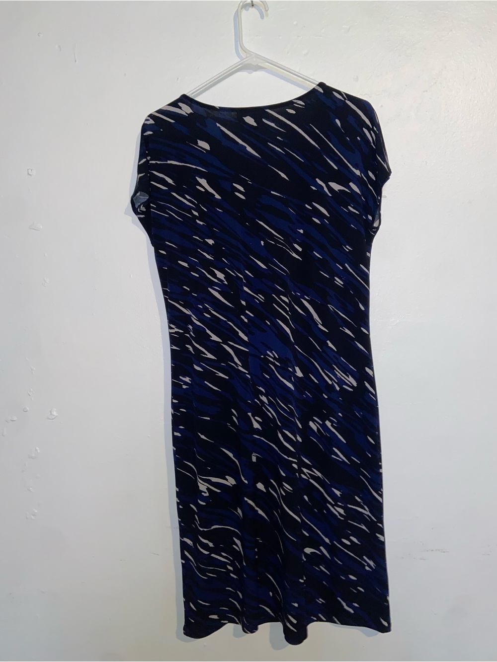 Dana Buchman Mod Maximalist Corpcore Twee Navy & Cobalt Patterned Midi Dress - Picture 2 of 3